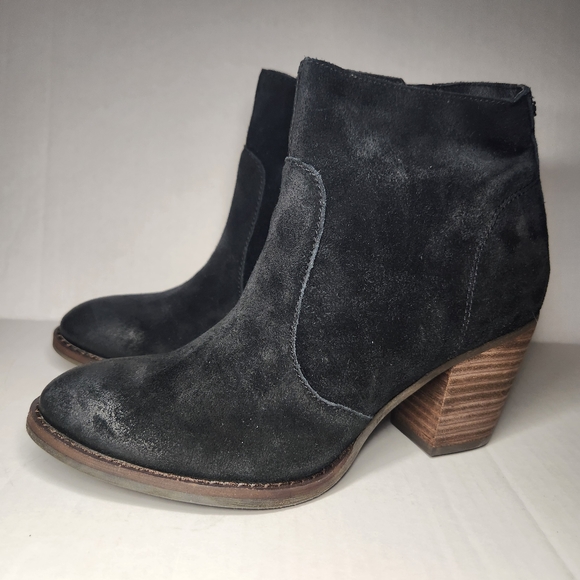 Sam Edelman Black Suede Ankle Booties Zip Up - Picture 12 of 12